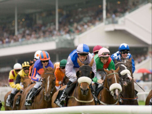 Racing in action