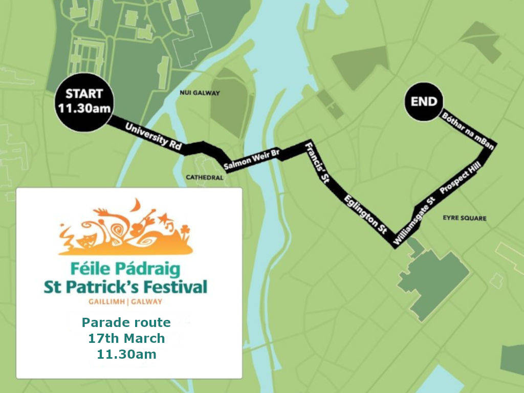 GALWAY PARADE ROUTE 17TH MARCH 11.30AM